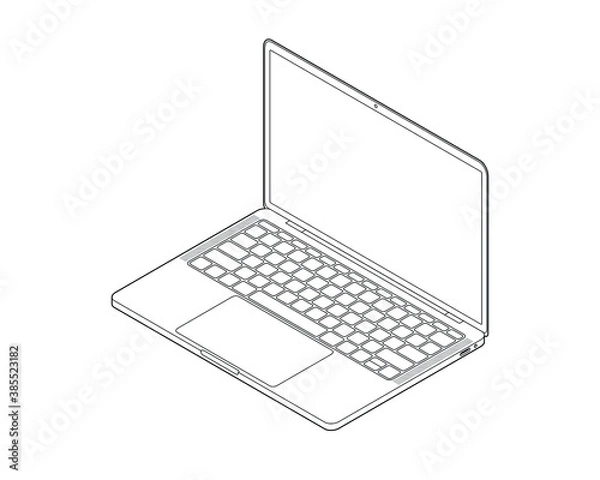 Obraz Laptop Isometric Vector Illustration Outline on white background.