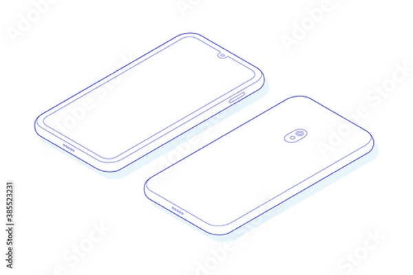 Obraz Isometric modern phone. Vector illustration. Outline.	
