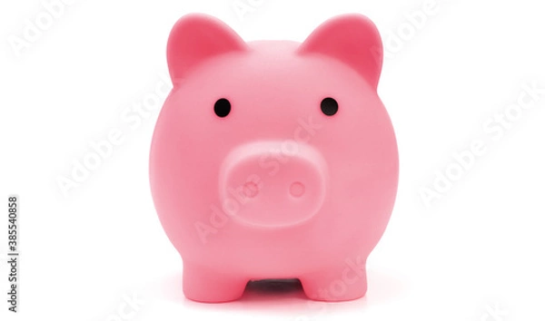 Fototapeta Money box piggy bank on white background as financial saving concept