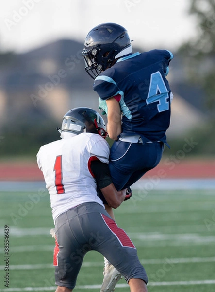 Obraz Amazing athletes making great catches and runs during a competitive football game