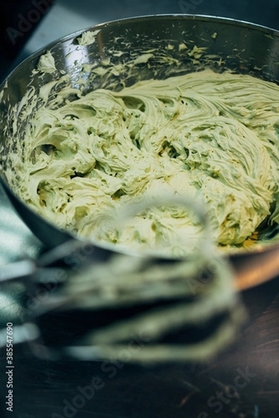 Fototapeta dough for macarons and mixer