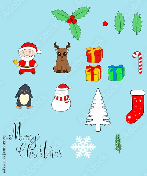 Obraz Cute Christmas set, vector images
