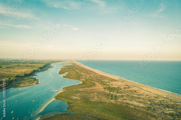 Fototapeta View of Ria Formosa from above, by drone