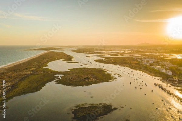 Fototapeta View of Ria Formosa from above, by drone