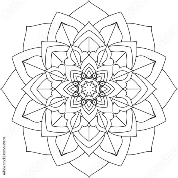 Obraz Easy Mandala coloring book simple and basic for beginners, seniors and children. Set of Mehndi flower pattern for Henna drawing and tattoo. Decoration in ethnic oriental, Indian style.