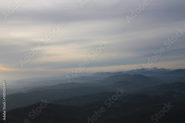 Fototapeta sunset in the mountains