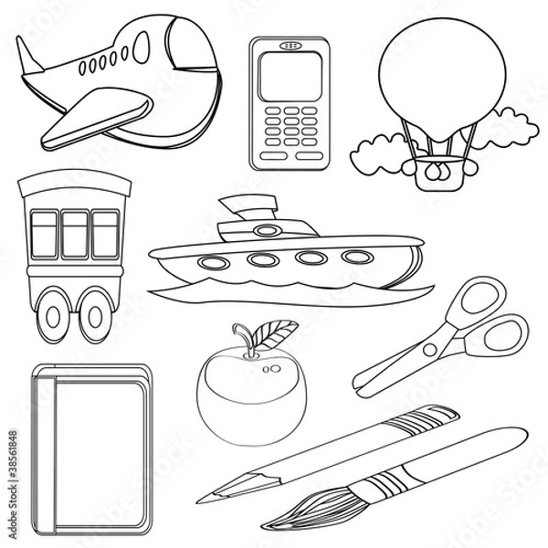 Obraz Coloring Book Icons Set