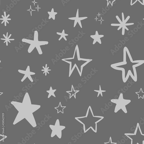 Fototapeta Hand drawn stars seamless pattern. Background texture.