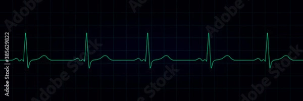 Fototapeta Vector cardiogram or pulse on a dark background. heartbeat electrocardiogram. Vector illustration
