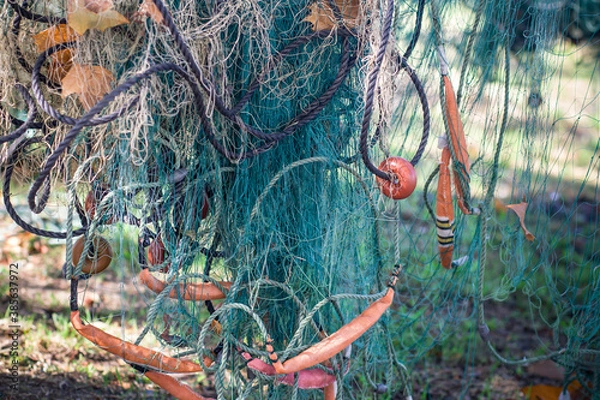 Obraz Close up of fishing nets and other materials