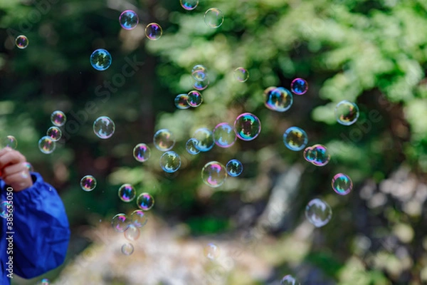 Obraz 沢山のシャボン玉が舞う様子
