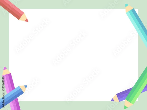 Fototapeta Vector illustration frame of colored pencils.