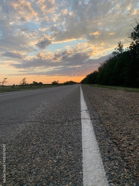 Fototapeta road in sunset