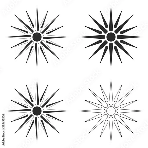 Fototapeta vector monochrome icon set with  ancient solar symbol Vergina Sun