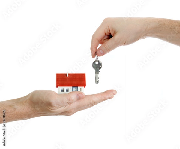 Fototapeta keys for new house isolated on white. concept