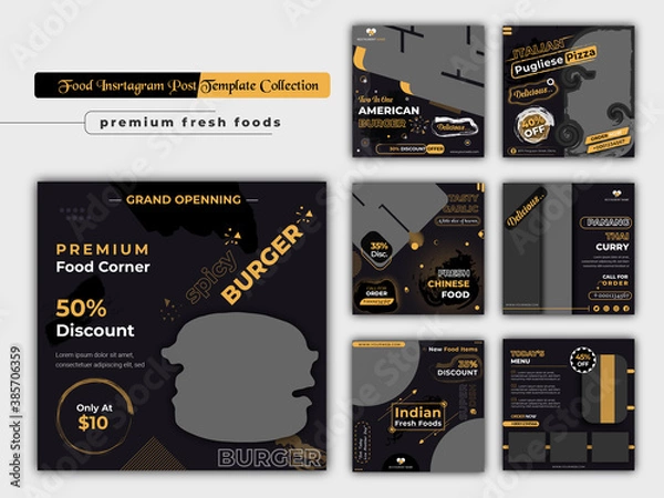 Obraz Food instagram post template collection