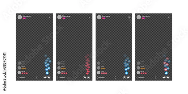 Obraz The mockup is live streaming. Streaming video with emoji. The template for the the social network. Stream interface.