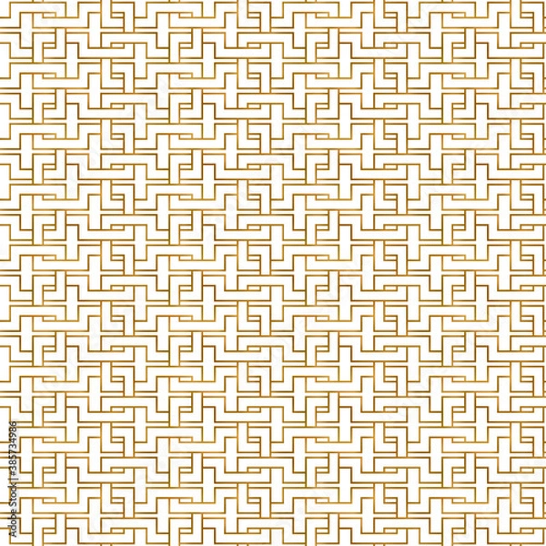 Fototapeta Golden seamless pattern with oriental delicate ornament.