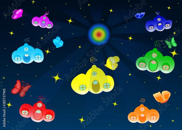 Obraz Vector Abstract image of the butterfly at a starry sky or space.