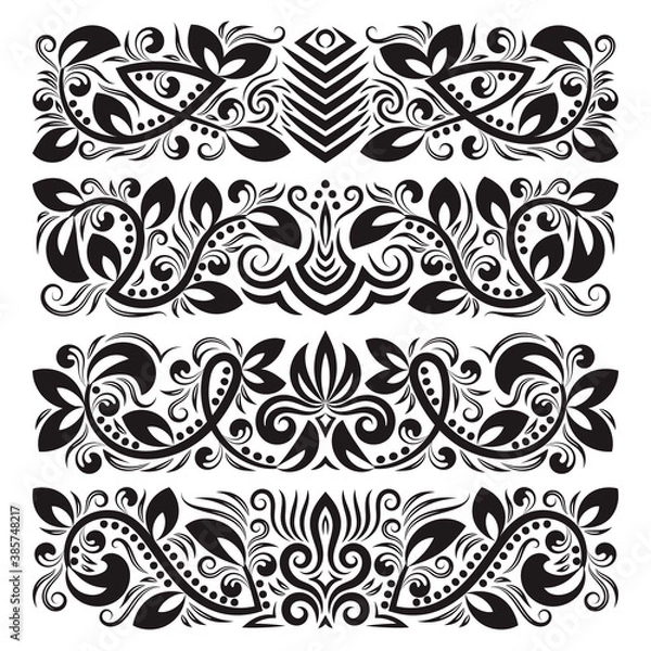 Fototapeta Vintage decorative elements for design. Floral decorations in antique style.