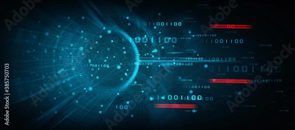 Obraz 2d illustration abstract digital binary data on computer screen