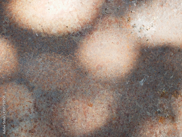 Obraz Round light spotsof on the old rusty metal surface. Background, structure.