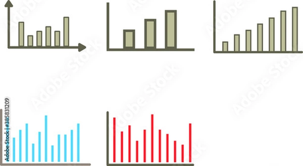 Obraz Vector image of different graphs showing growth and fall. Charts for business