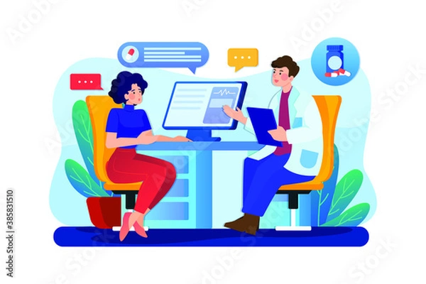 Fototapeta Healthcare & Medical Vector Illustration concept. Can use for web banner, infographics, hero images. Flat illustration isolated on white background.