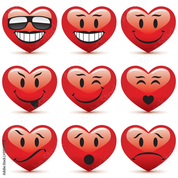 Obraz Smileys heart-shaped emoticons