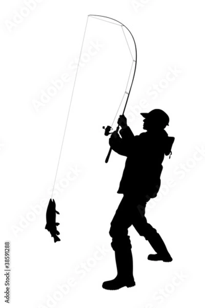 Obraz fisherman catching a fish