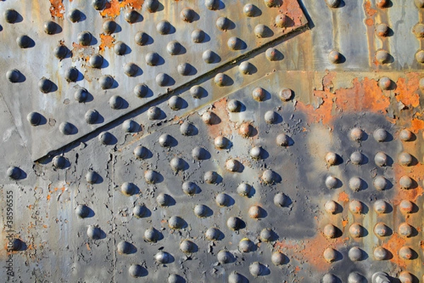 Fototapeta Old rusty rivets on Steel Bridge