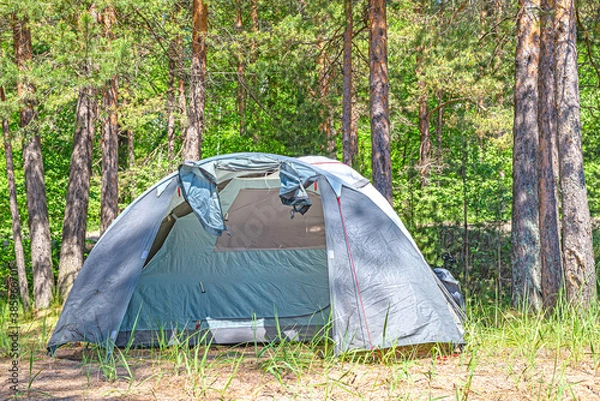 Fototapeta Tent on the beach. Tented tourist camp