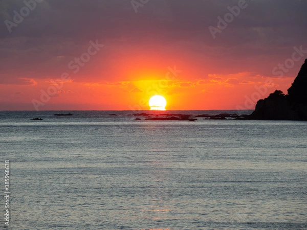 Obraz 四国、高知、土佐、足摺岬の夕日　足摺宇和海　日本　アジア