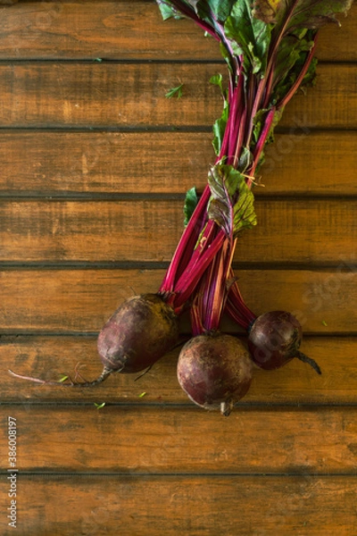 Obraz organic beet wood background
