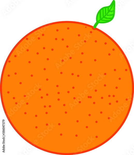 Obraz Vector image of a large orange orange with a leaf