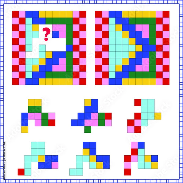Fototapeta task of logic and attention. for children. find the right part. choose the correct answer