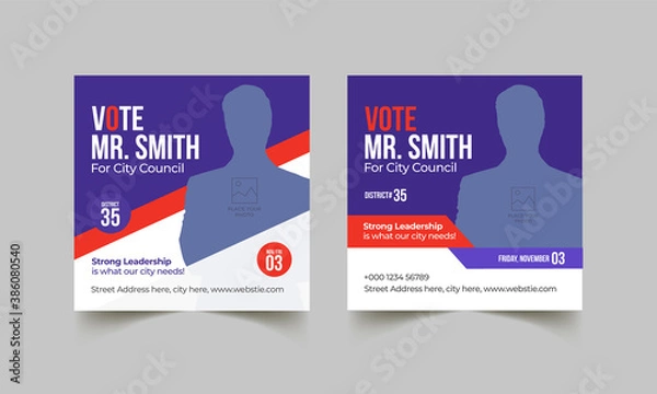 Obraz Election Social Media Post and square flyer and poster template