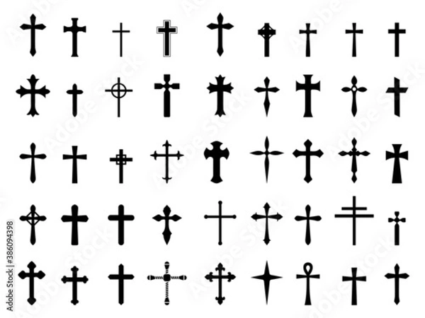 Fototapeta Illustration vector simple Christian cross icon collection