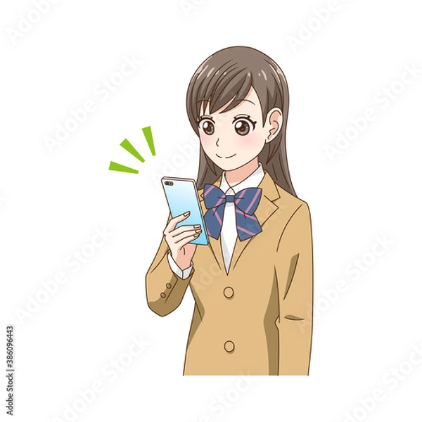 Obraz スマホを操作する制服の女の子