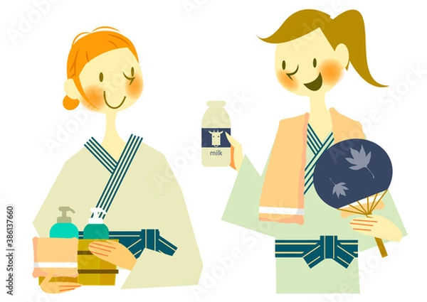 Fototapeta 温泉旅館　湯上がりの浴衣姿の女性