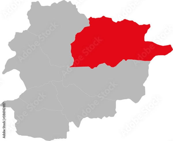 Fototapeta Canillo Parish isolated on Andorra map. Geographical map backgrounds.