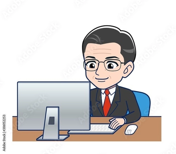 Fototapeta Elderly man in a gray jacket