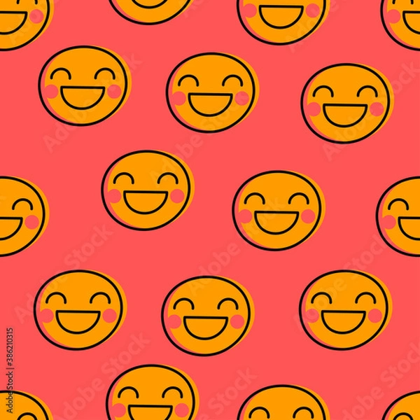 Fototapeta Funny faces with smiles seamless pattern for april fools day