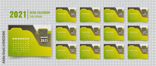 Fototapeta Modern desk calendar 2021 template design with a luxury background