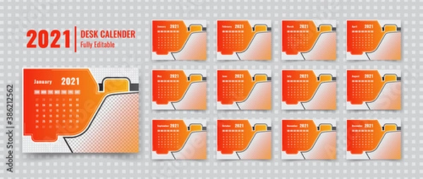 Fototapeta Modern desk calendar 2021 template design with a luxury background
