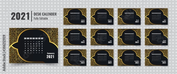 Fototapeta Modern desk calendar 2021 template design with a luxury background