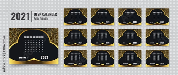 Fototapeta Modern desk calendar 2021 template design with a luxury background