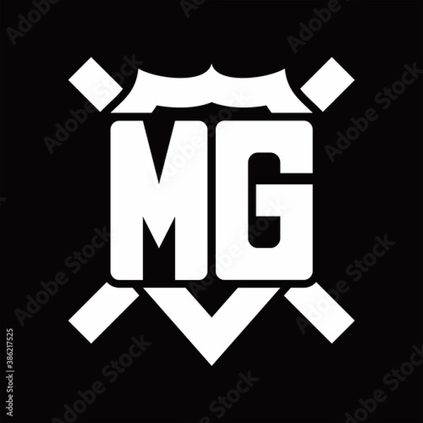 Fototapeta MG Logo monogram isolated on shield shape with rounded line