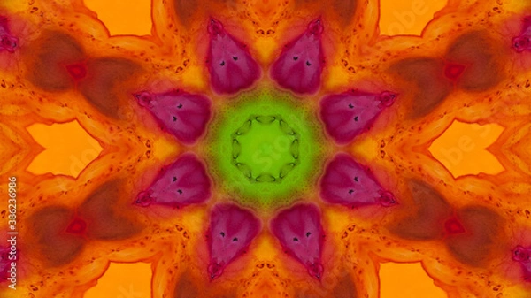 Fototapeta Abstract kaleidoscope background. Beautiful multicolor kaleidoscope texture. Unique kaleidoscope design.
