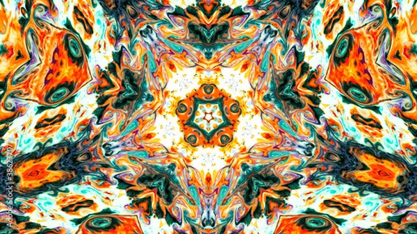 Fototapeta Abstract kaleidoscope background. Beautiful multicolor kaleidoscope texture. Unique kaleidoscope design.